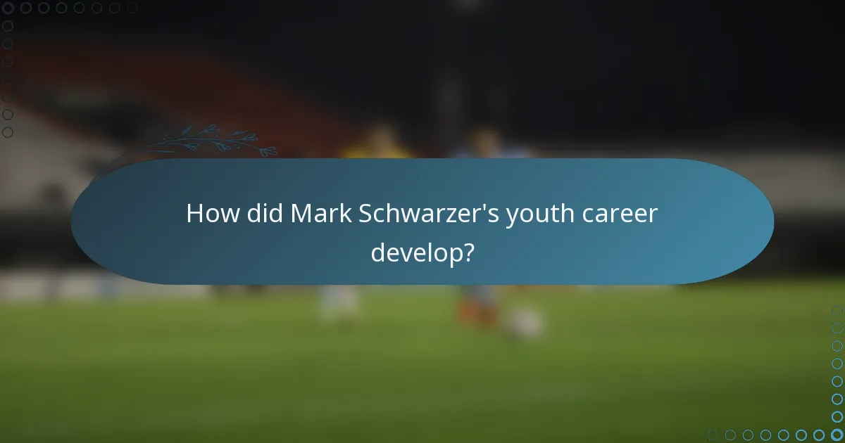 How did Mark Schwarzer's youth career develop?