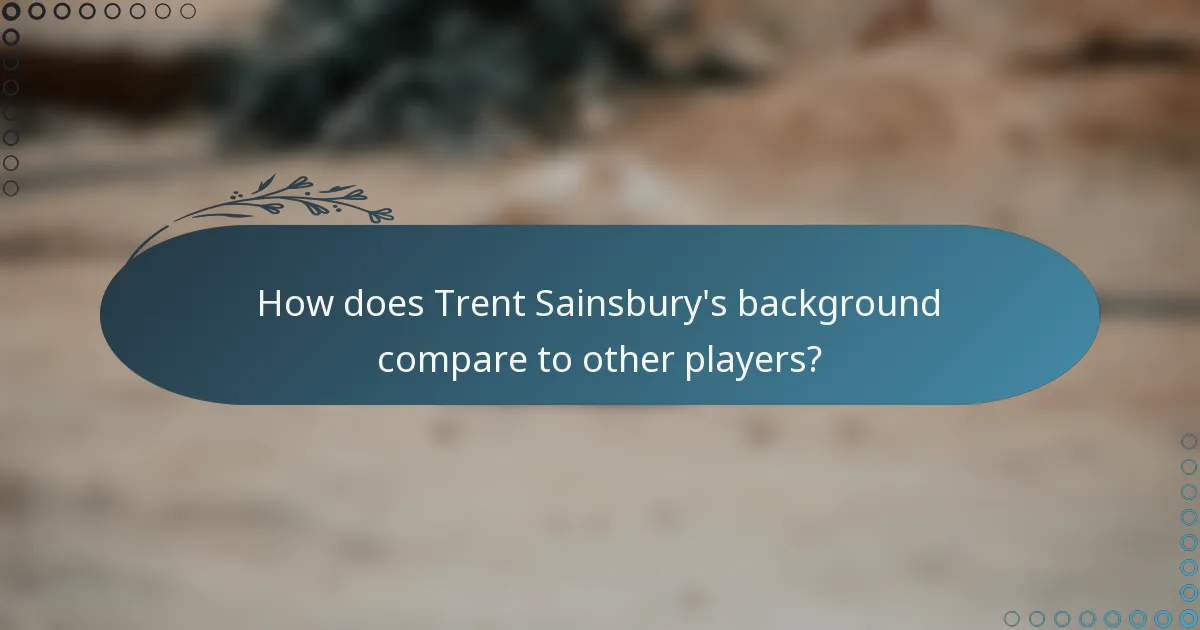 How does Trent Sainsbury's background compare to other players?