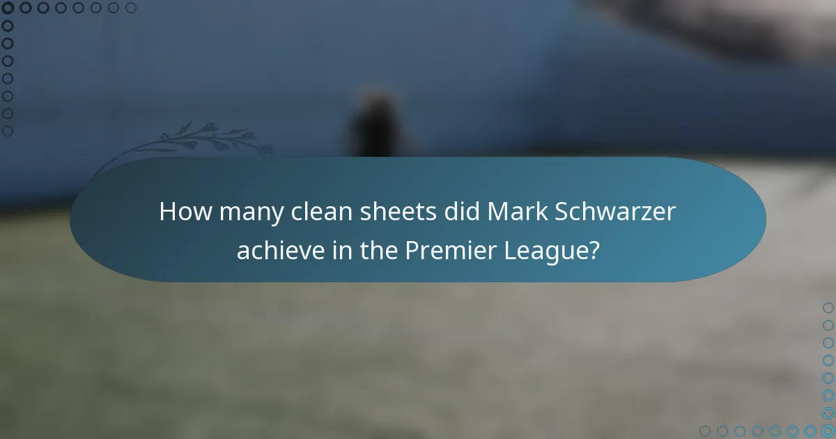 How many clean sheets did Mark Schwarzer achieve in the Premier League?