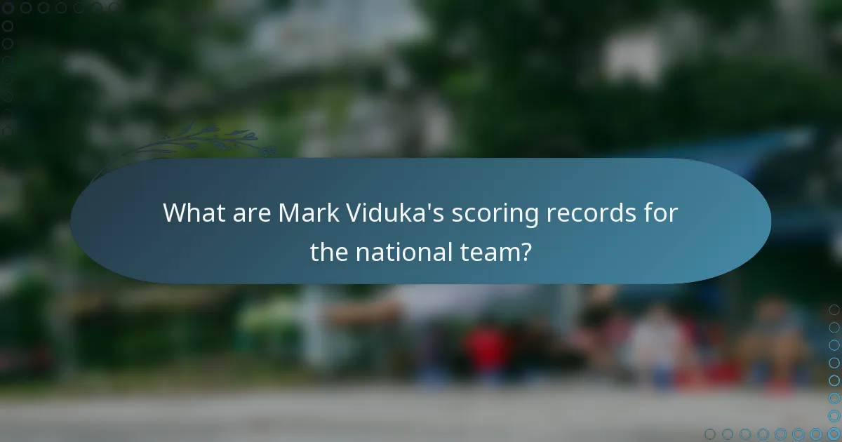 What are Mark Viduka's scoring records for the national team?