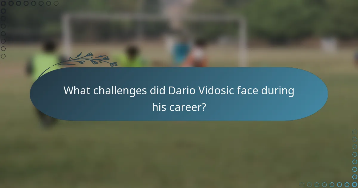 What challenges did Dario Vidosic face during his career?