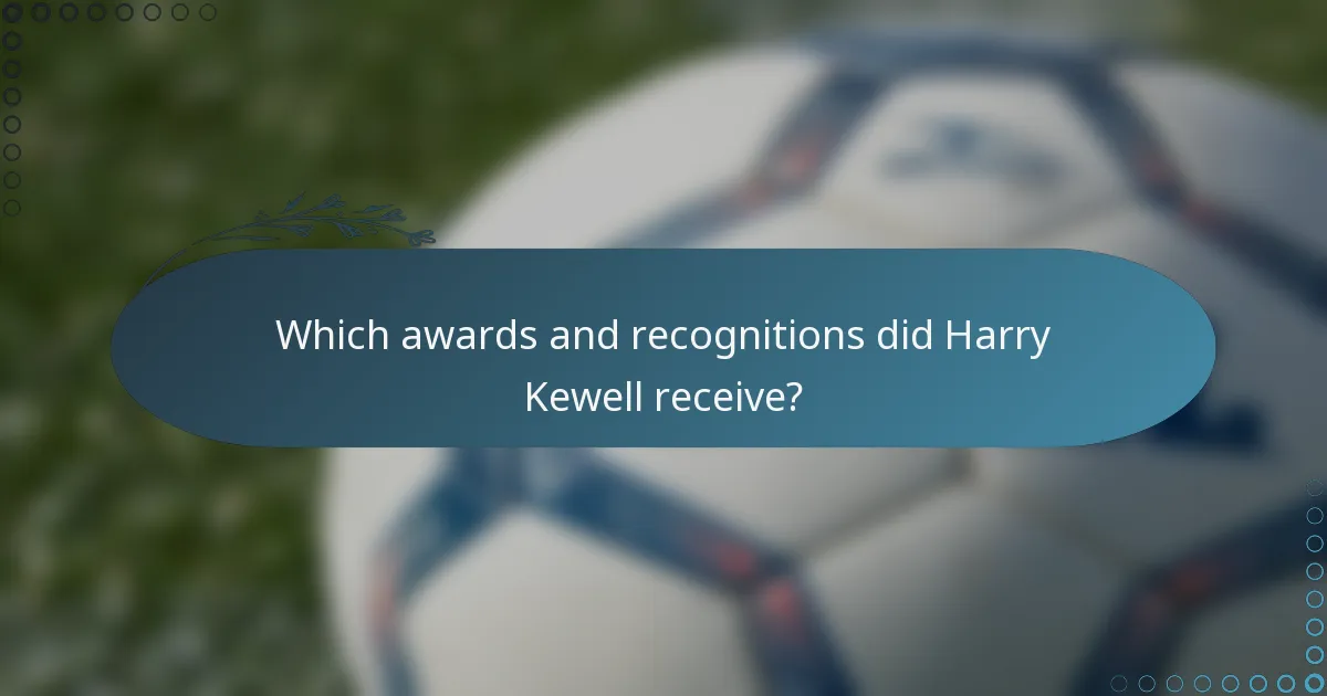 Which awards and recognitions did Harry Kewell receive?